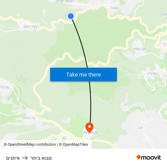 איתנים to מבוא ביתר map