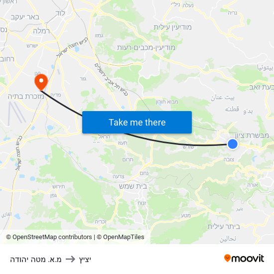 מ.א. מטה יהודה to יציץ map