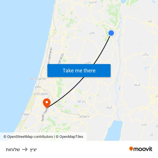 שלוחות to יציץ map