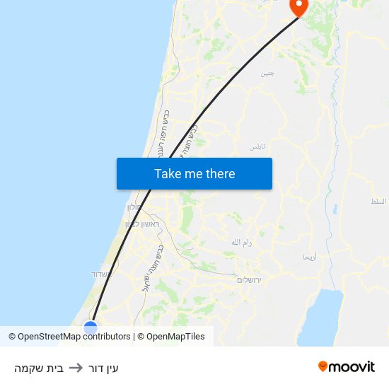 בית שקמה to עין דור map