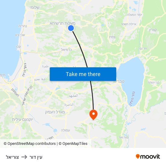 צוריאל to עין דור map