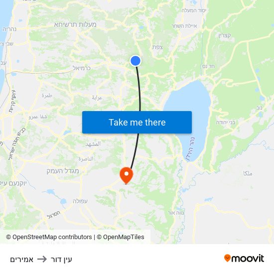 אמירים to עין דור map