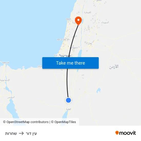 שחרות to עין דור map