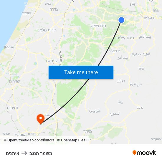 איתנים to משמר הנגב map