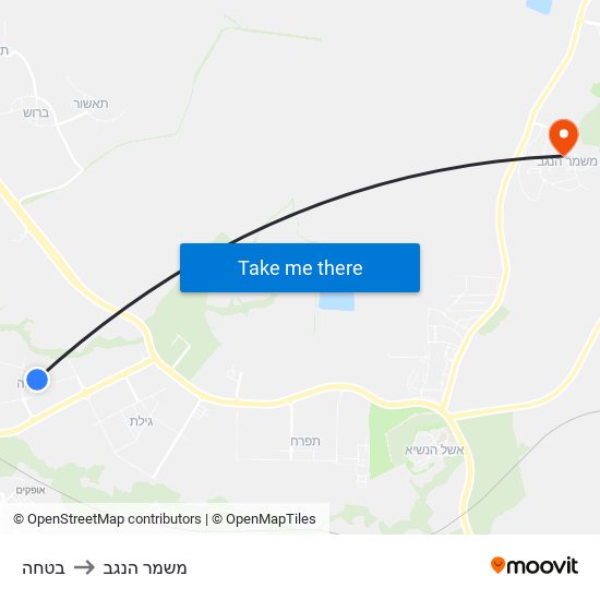 בטחה to משמר הנגב map