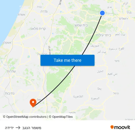 ידידה to משמר הנגב map