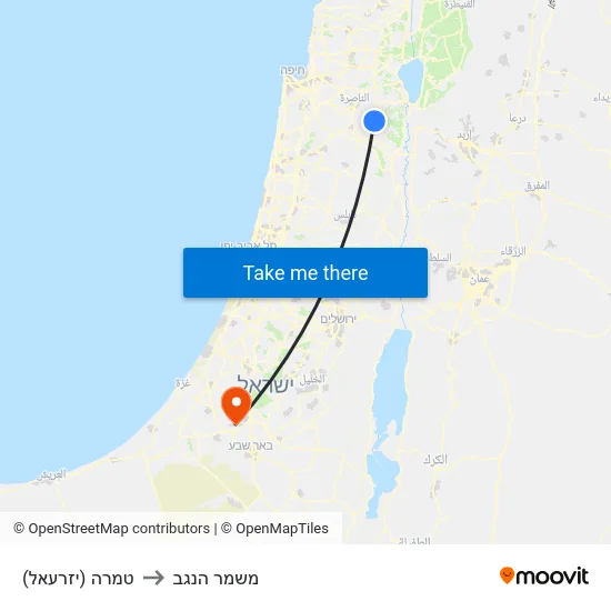 טמרה (יזרעאל) to משמר הנגב map