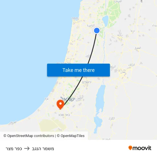 כפר מצר to משמר הנגב map