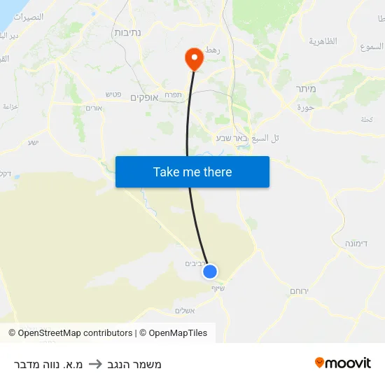 מ.א. נווה מדבר to משמר הנגב map
