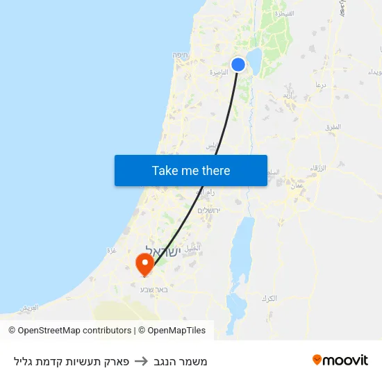 פארק תעשיות קדמת גליל to משמר הנגב map