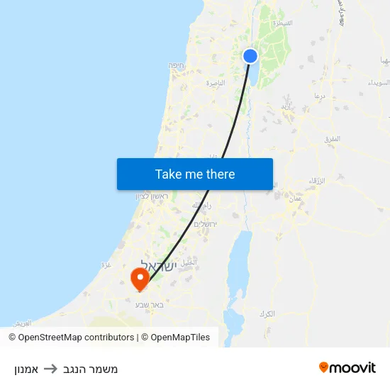 אמנון to משמר הנגב map