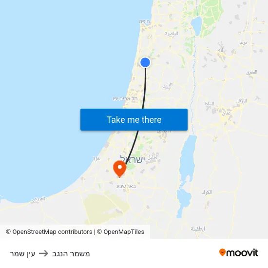 עין שמר to משמר הנגב map