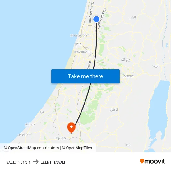 רמת הכובש to משמר הנגב map