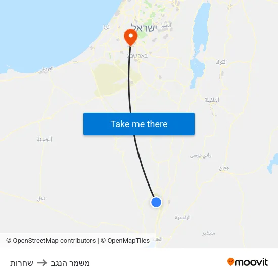 שחרות to משמר הנגב map