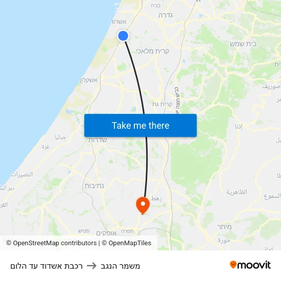 רכבת אשדוד עד הלום to משמר הנגב map