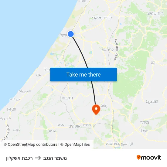 רכבת אשקלון to משמר הנגב map