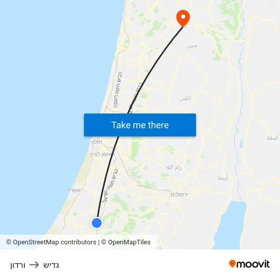 ורדון to גדיש map