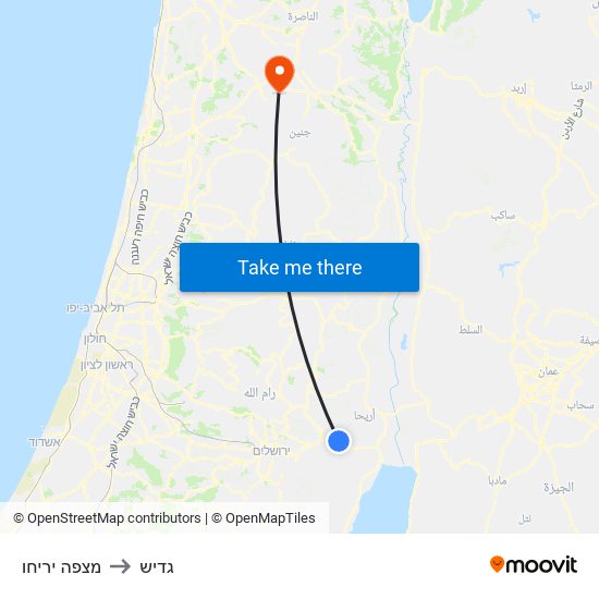 מצפה יריחו to גדיש map