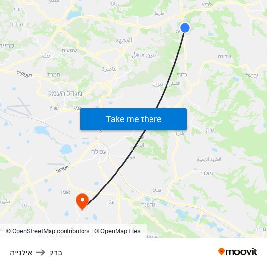 אילנייה to ברק map