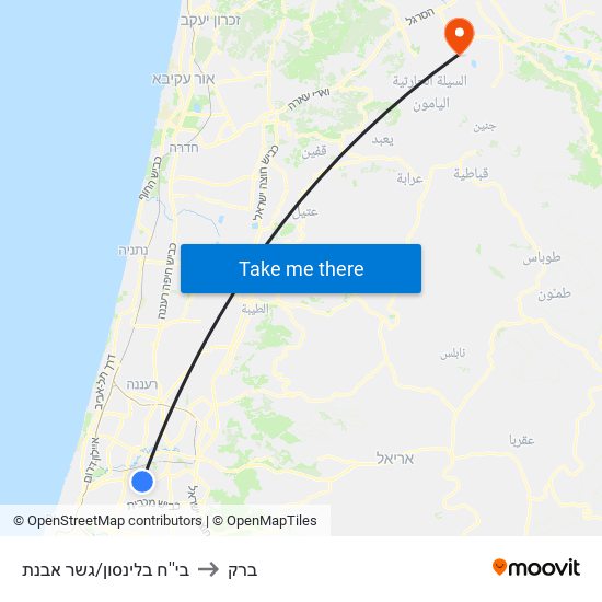 בי''ח בלינסון/גשר מבצע ארנון to ברק map