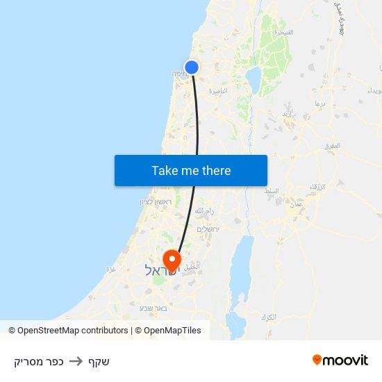 כפר מסריק to שקף map