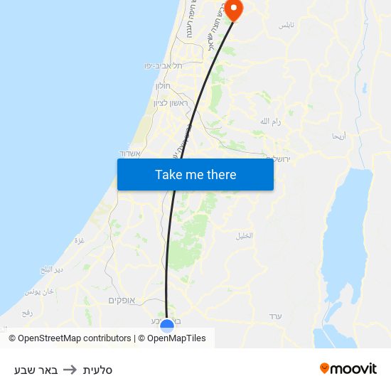 באר שבע to סלעית map