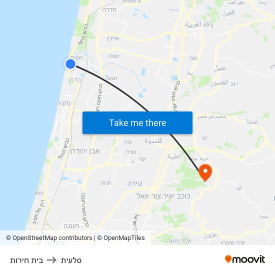 בית חירות to סלעית map