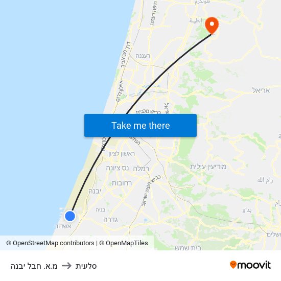 מ.א. חבל יבנה to סלעית map