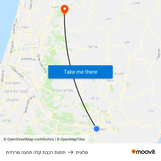 תחנת רכבת קלה תחנה מרכזית to סלעית map