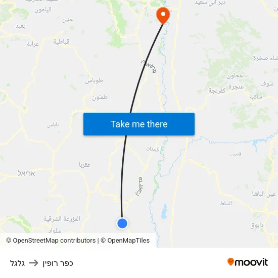 גלגל to כפר רופין map