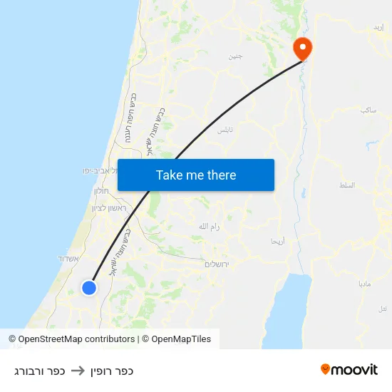 כפר ורבורג to כפר רופין map