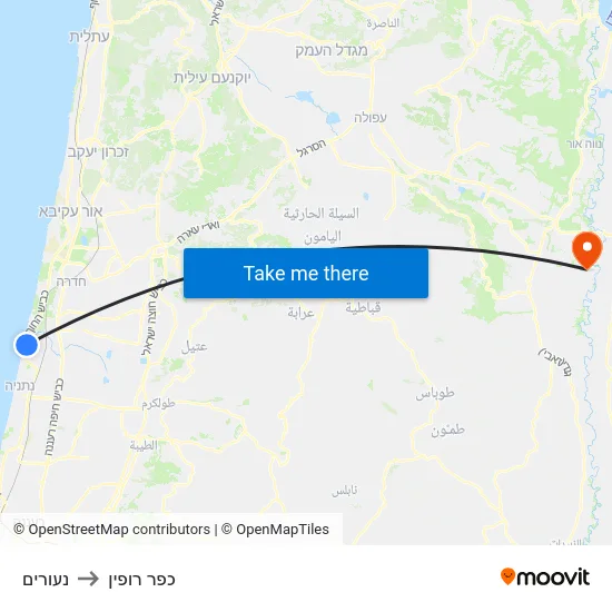 נעורים to כפר רופין map