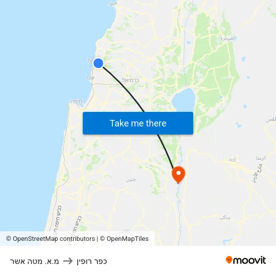 מ.א. מטה אשר to כפר רופין map