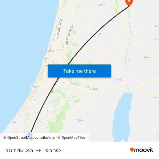 מ.א. שדות נגב to כפר רופין map