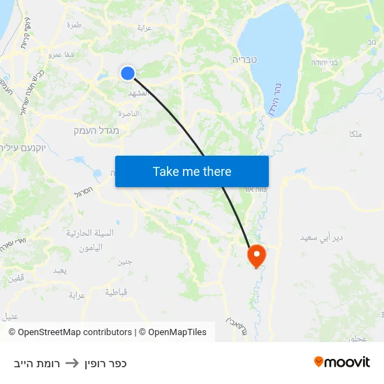 רומת הייב to כפר רופין map