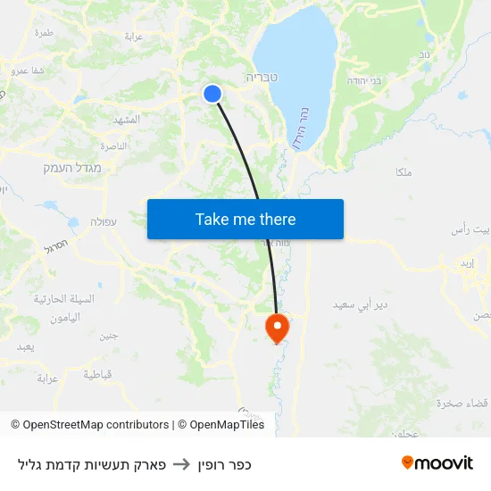 פארק תעשיות קדמת גליל to כפר רופין map