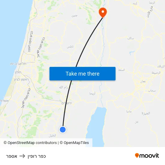 אספר to כפר רופין map