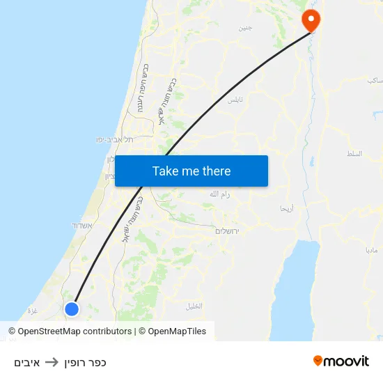 איבים to כפר רופין map