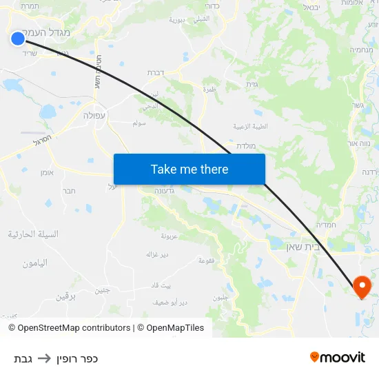 גבת to כפר רופין map