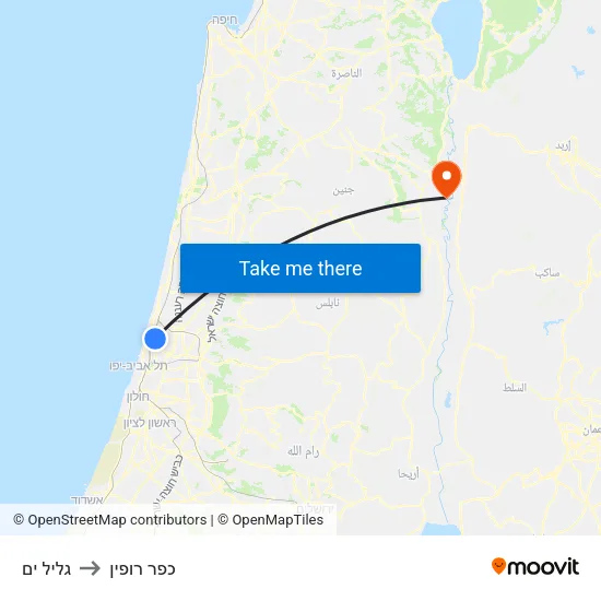 גליל ים to כפר רופין map