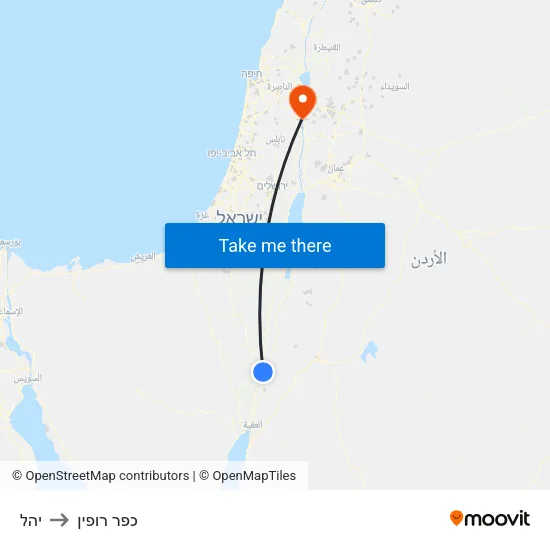 יהל to כפר רופין map