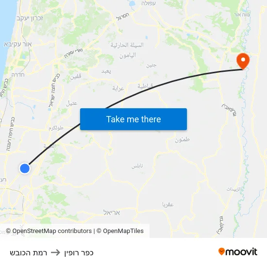 רמת הכובש to כפר רופין map