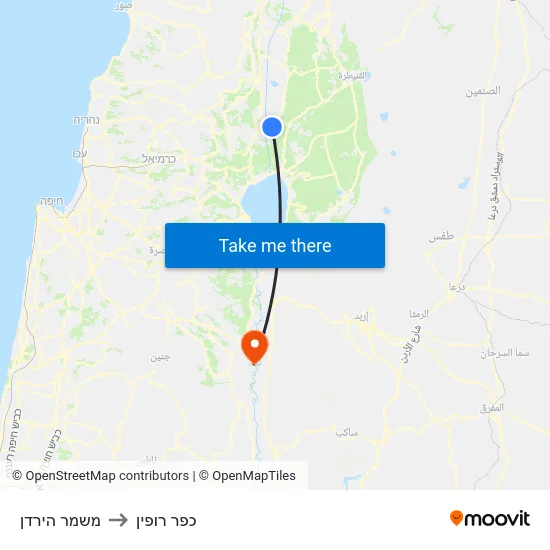משמר הירדן to כפר רופין map