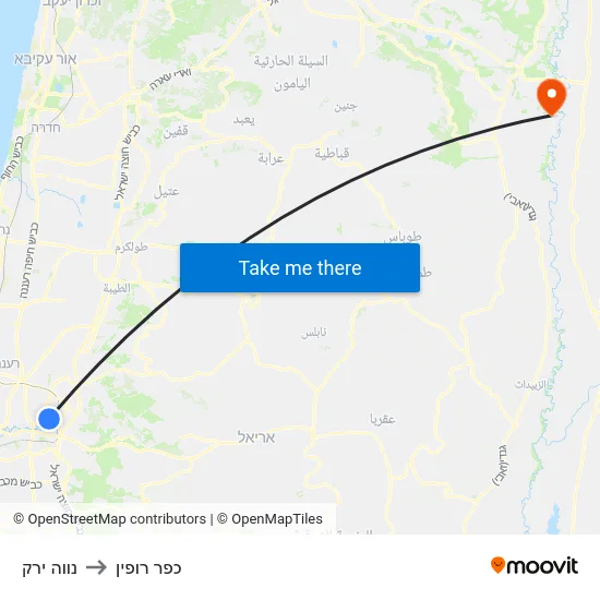 נווה ירק to כפר רופין map