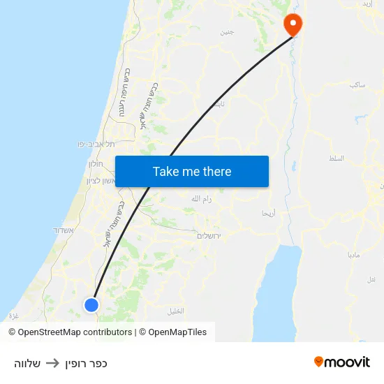 שלווה to כפר רופין map