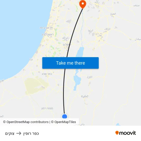 צוקים to כפר רופין map