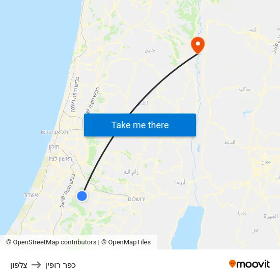צלפון to כפר רופין map