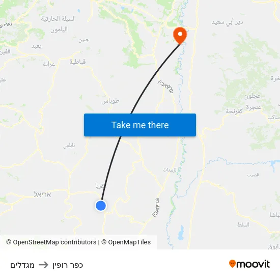 מגדלים to כפר רופין map