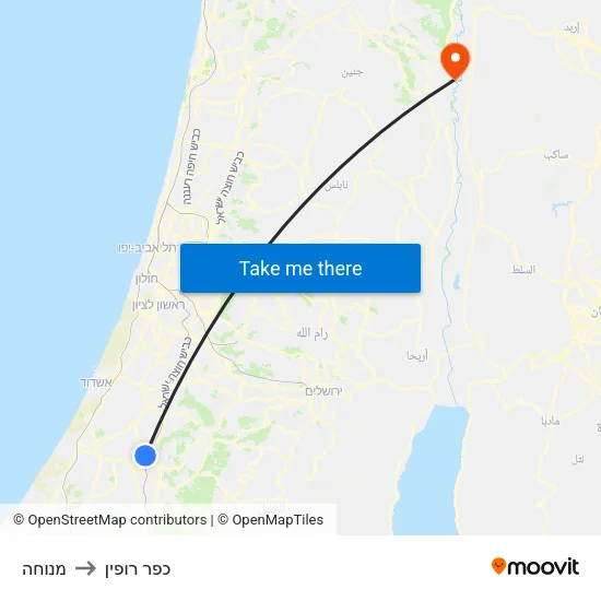 מנוחה to כפר רופין map