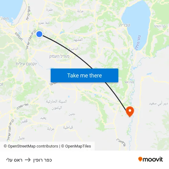 ראס עלי to כפר רופין map